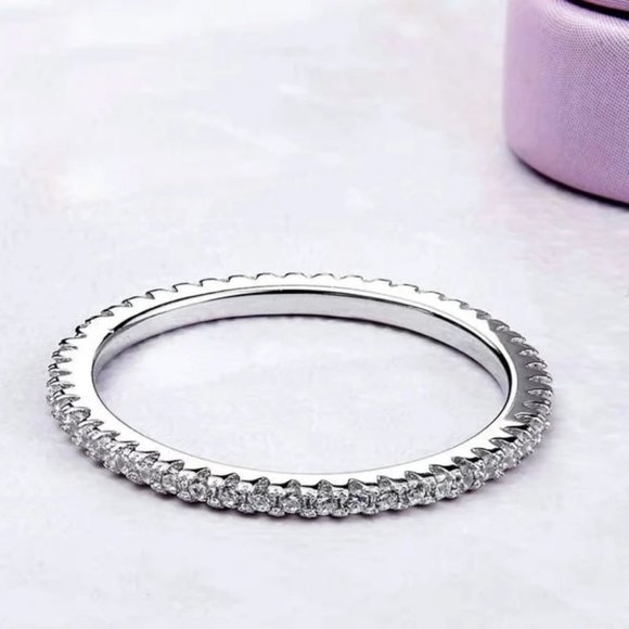 Jewelry - Trendy Silver Stackable Diamond Ring